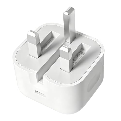 20W USB-C Power Adapter Plug UK Fast Charge Apple i Phone 17 16 15 14 Charger Plugs USBC Fast Charging for i Phone 17 Pro Max 16e 16 Plus Pro Max 13 12 11 iPad 5th-10th A16 Fold Type C Port Head