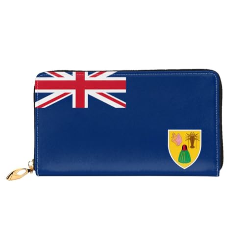 Flag of the Turks and Caicos Islands Long leather wallet - with zipper - portable and waterproof, suitable for office, study and daily use