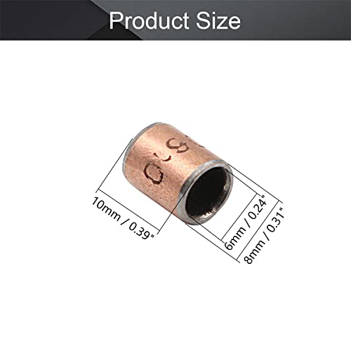 Othmro 0610 Gleitlager 6 mm Bohrung x 8 mm Außendurchmesser x 10 mm Länge, Gleitlager gewickelt, öllose Buchsen, 10 Stück