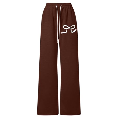 Girls Sweatpants Bowknot Straight Leg Baggy Y2k Track Pants Preppy School Athletic Joggers Teen Fall Trendy Outfits W/Pockets2