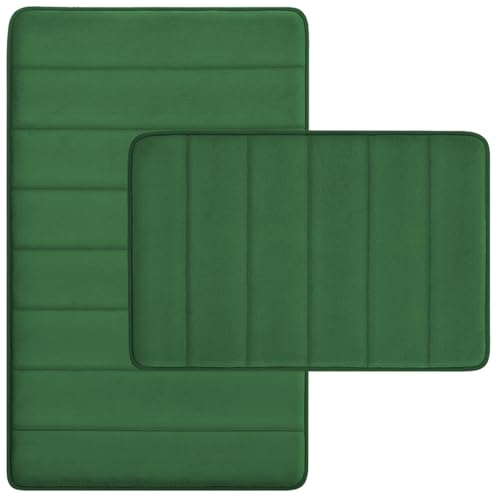 RUNHELIX 2-Piece Memory Foam Bath Rugs Non-Slip Dark