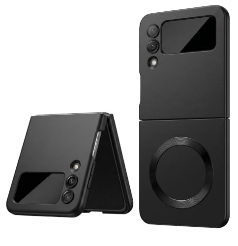 Image of amazon basics Premium Mag-Safe Case for Samsung Galaxy Z Flip 3 | Shockproof & Anti-Scratch Cover | Soft Silicone with Wireless Charging | Camera Lens Guard - Black