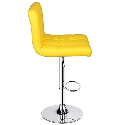 Leopard Bar Stools, Modern Pu Leather Adjustable Swivel Bar Stool With Back, Set Of 2 (Yellow) #TOP2