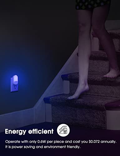 Image of L LOHAS LED Blue Night Light, Night Lights Plug into Wall[2 Pack], 0.6W LED | Nightlight, Dusk to Dawn Sensor, 30 /60LM Adjustable Brightness, Automatic Night Light for Kid, Bathroom, Nursery, Hallway