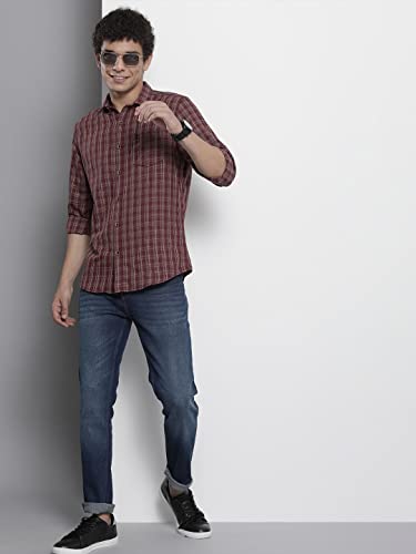 Image of The Indian Garage Co Men Regular Fit Checkered Full Sleeves Cutaway Collar Casual Shirt