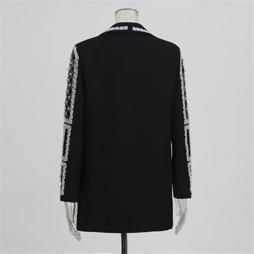 Women's Black Beaded Blazers Fashions Jacket Elegant Embellished Design Suit Jackets4