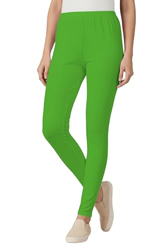 Image of Women's Cotton Lycra Ankle Length Leggings | Regular Rise, Soft 4 Way Stretch Fabric | Casual & Ethnic Wear