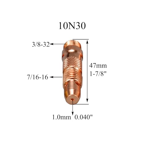 Image of RIVERWELD TIG Collet Bodies 10N30 .040 inch & 1.0mm Orifice 5pcs | for QQ300 PTA DB SR WP 17 18 26 TIG Welding Torch