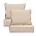COZYVIDA Indoor/Outdoor Deep Seat Patio Cushions seat(24x24x4.7 inch),Back(25x22.5 inch) : Resilient Foam Filling, Weather Resistant Patio Cushions,2 Sets,Beige