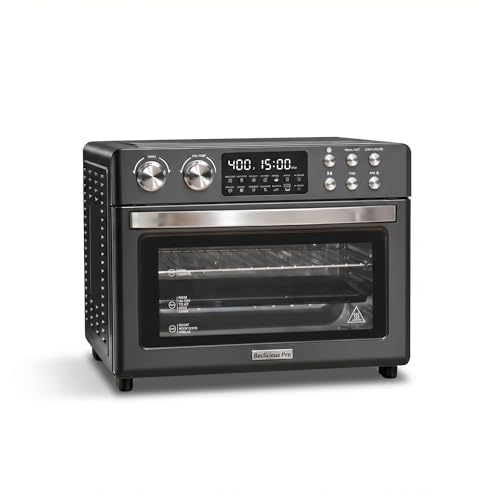 Image of 28QT Air Fryer Toaster Oven Combo, Large Countertop Oven with Next-Gen HeatWave Convection, 3-Layer Cooking, Black