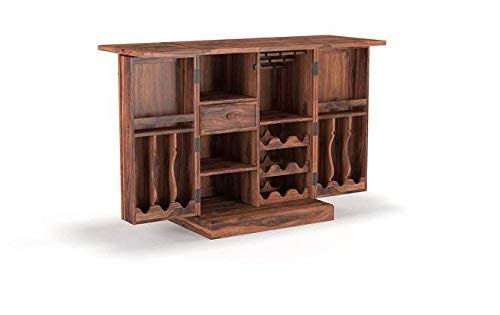 SS WOOD Furniture Solid Wood Home Bar Furniture Bar Unit in Teak Finish Sheesham Wood