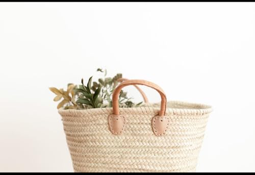 Traditional French Style Market Basket Bag: 'Olivia' Natural