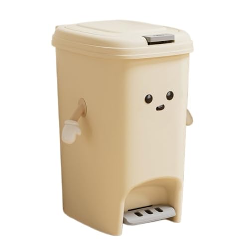 Fiyyugaゴミ箱 フタ付き 家庭用 キッチン ペダル式 押す式 両開き 防水 消臭 縦型 おしゃれ 大容量 抗菌 防汚 かわいい 浴室 トイレ (クリームホワイト,20L)