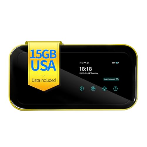 FREEBOT 4G LTE Mobile Hotspot Router - Preloaded with 15GB USA Data (30 Days), Portable WiFi for...
