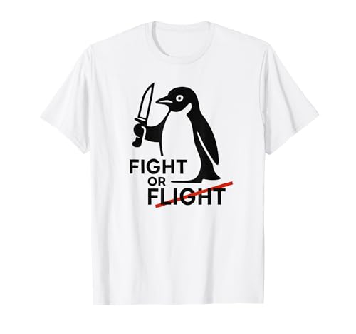 Fight or Flight Cute Penguin with Knife Funny Saying Graphic T-Shirt