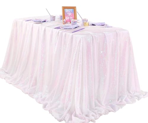 Nappe anniversaire blanc irisé 228x335 cm décoration table