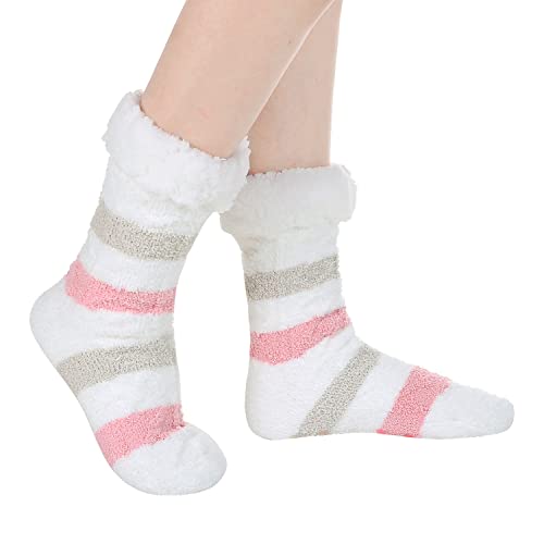 Image of Chassic Sherpa Lined Slipper Socks for Women, Non-Slip Cozy Winter House Socks, Soft Fuzzy Socks, Gifts for Women & Ladies Stocking Stuffers