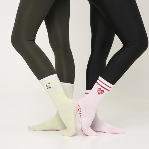Image of Mint & Oak Pilates Socks with Grips for Women, Ankle Length Non-Slip Yoga Socks, Cotton Ideal For Yoga, Pilates, Gym, Workout, Cute Women's Gift