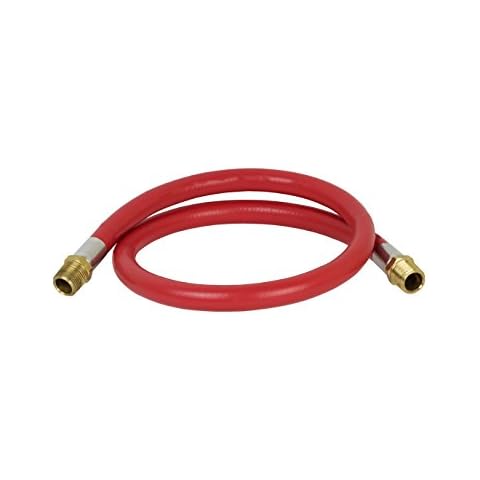 PneumaticPlus RED EPDM Synthetic Rubber Air & Water Hose 3/4" ID x 1.15" OD with 3/4" NPT Male Fitting Connections (8 FT-Swivel Fitting) Cover