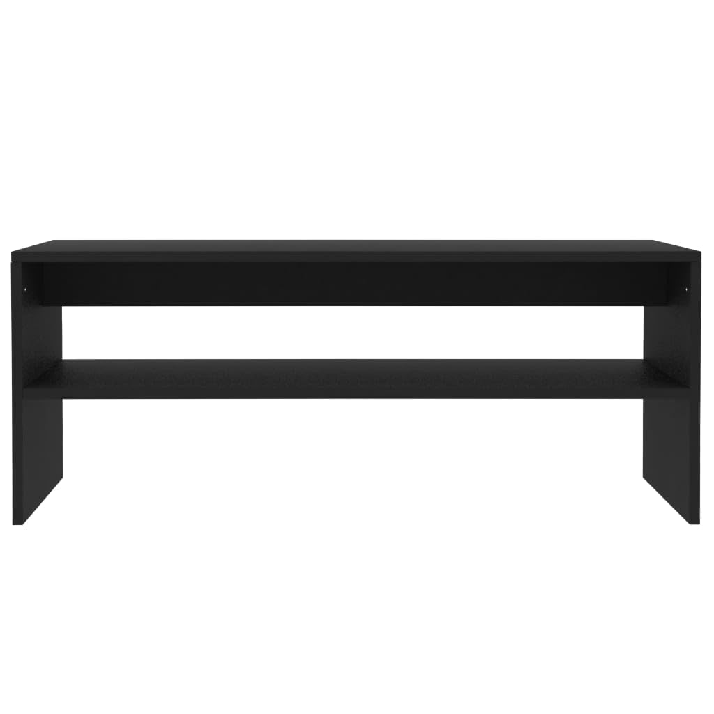 Couchtisch, Schwarz, 100 x 40 x 40 cm, aus mehrschichtigem Holz | Skandinavisches Design, offenes Regal, einfach zu montieren, feuchtes Tuch