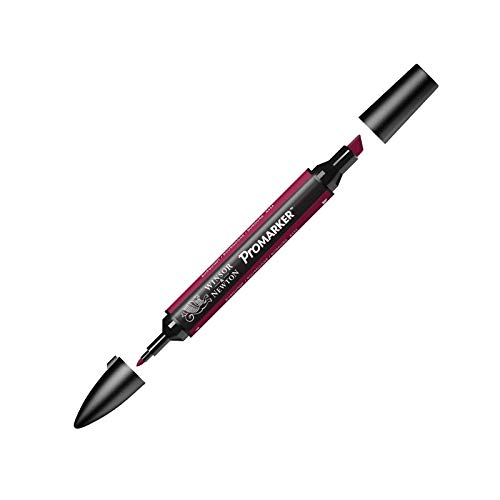 Image of Winsor & Newton Promarker, Alcohol Based Markers, Burgundy (R424), Double Tipped Drawing Marker for Artists, Graphic Designers, Illustrators - Chisel & Fine Twin Tip, Streak Free Coverage