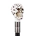 White Resin Skull Poker Head Walking Cane Fashion Decorative Steel Stick Gentleman Elegant Cosplay Cane Knob Crosier 94cm