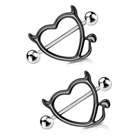 Melighting Halloween Nipple Bars 14G Nipple Rings 316L Surgical Steel Nipple Piercing Bars Devil Shape Nipple Barbell Nipple Piercing Jewellery for Women Men Cover