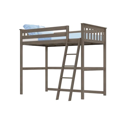 Image of Max & Lily High Loft Bed, Twin Bed Frame for Kids, Clay