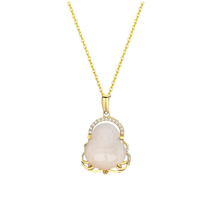 Maitreya Bouddha collier de jade naturel pour apporter la sérénité au quotidien