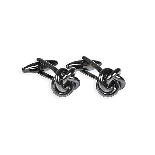Amelia Entangled Design Black Cufflinks | Circular Black Cufflinks For Men | Black Cufflinks | Formal Cufflinks for Men, std, Metal