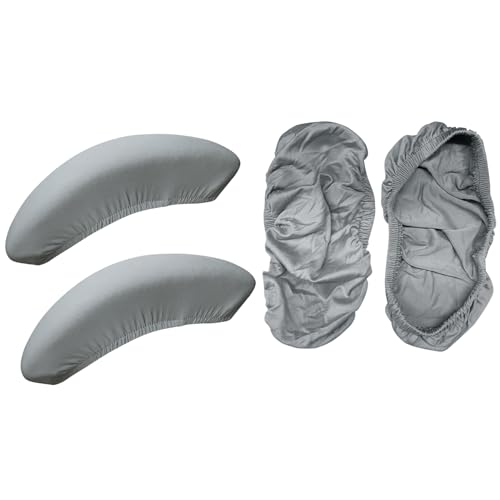 Image of HOKIPO 'SereneSolids' 140 GSM Armrest Covers for Office Chair (Elastic Style), 1 Pair, Smokey Grey (AR-5933-SGRY)