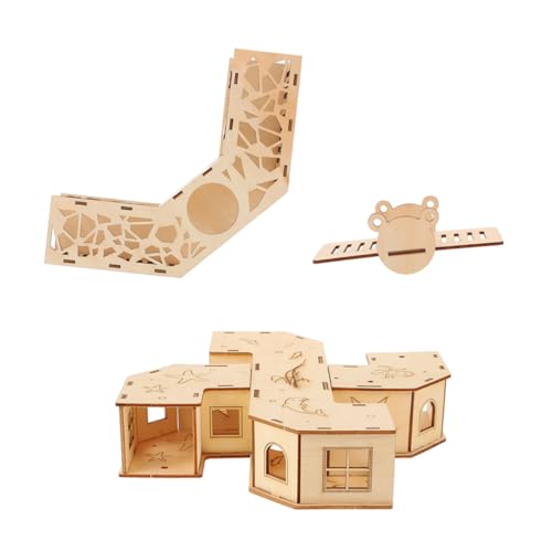 Beaupretty 木製ハムスター用ネル遊具 シーソー付き迷路おもちゃ 小動物の運動不足解消に 抗噛み スクラッチ耐性で長持ち 取り外し可能で収納