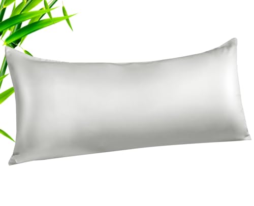 Image of TELUS Body Cooling Pillow Case Cover, Bamboo Rayon Pillowcase with Zipper Closure, Breathable Pillow Cover for Hot Sleepers and Night Sweats, 20x54 inches, Ivory White