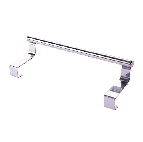 Kitchen Towel Holder Over Cabinet Door Tea Towel Hanger, Hook for Universal Fit on Inside or Outside of Cupboard, Stainless Steel - 23CM