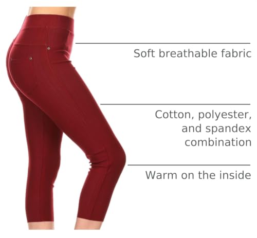 Image of Leggings Depot Women's Cotton Blend Stretch Pull-on Jeggings Casual Pants with Pockets (Available in Plus Size)