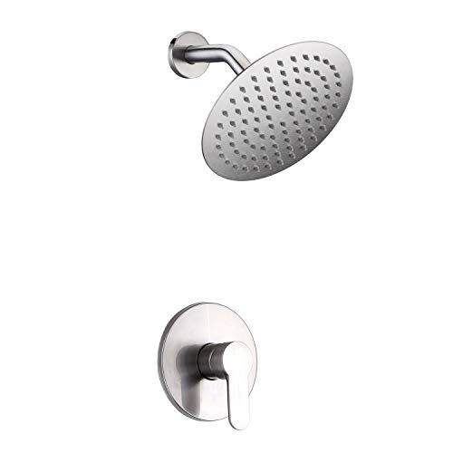 Sumerain Shower Faucet Brushed Nickel,Single Handle Solid Brass Rough-in Valve with Shower Arm