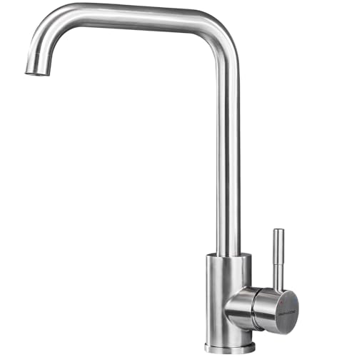 BONADE Wasserhahn Küche Mischbatterie 360° Drehbar Küchenarmatur aus SUS304 Edelstahl Hochdruck Armatur Küche, Einhebelmischer...