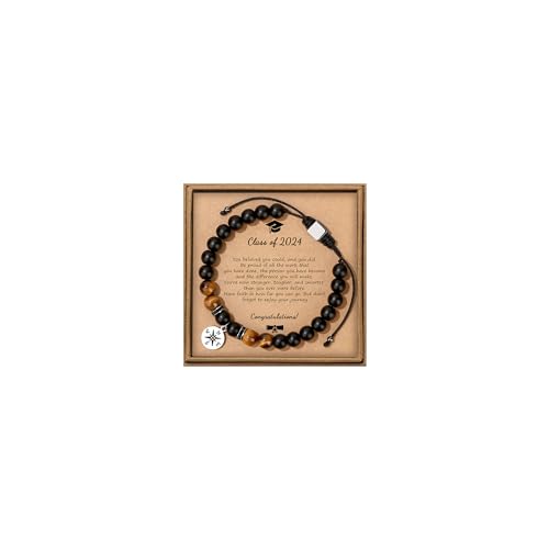 Image of JoycuFF Class of 2024 Gifts for Him College Graduation Gifts for Men,Graduation Gifts for Him Boyfriend Brother Son Grandson Best Friends Graduation Bracelet for Men, 7inchs