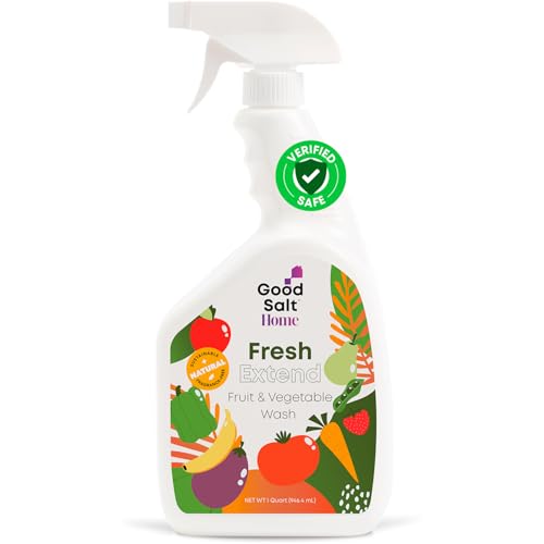Good Salt Home Fresh Extend Fruit and Vegetable Wash, Natural Produce Cleaner, Made in the USA, 32 Ounce Bottle