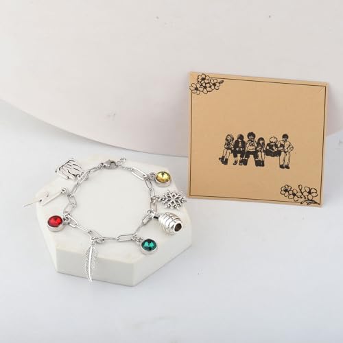 MAOFAED Japan Anime Charms Bracelet, Paperclip Chain Bracelet for Men Women, Anime Lover Gift(herolink)3
