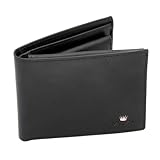 Alta Moda PORTAFOGLIO UOMO – Portafoglio Uomo in Pelle con Blocco RFID, Portamonete, Porta Carte e Documento, Design Elegante e Compatto, Idea Regalo (Nero)