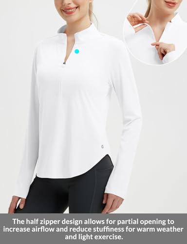 baleaf Women's Sun Shirts UPF50+ Half 1/4 Zip Shirt Rash Guard Long Sleeves SPF Lightweight Clothing UV Protection Hiking Top4