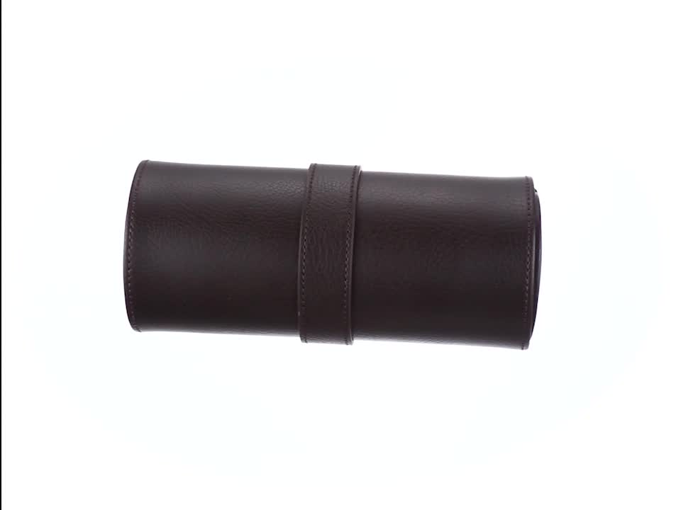 WOLF Heritage Watch Roll, Blake Brown - Holds Up to Three Watches - Vegan Leather, Ultra-Suede Lining, Snap Closure - Includes Two Watch Guards