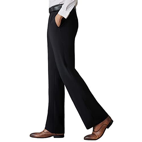 HAORUN Men Bell Bottom Pants Vintage 60s 70s Flare Formal Dress Trousers Slim Fit
