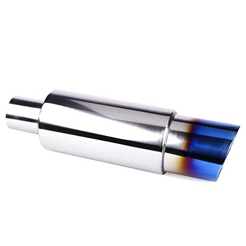 MUTEKI マフラー カッター テールスロー 排気テールパイプ ステンレス製 簡単装着 チタン風 汎用(青)