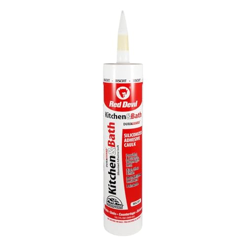 Red Devil 040620 Duraguard Kitchen &amp; Bath Siliconized Acrylic Caulk, 10.1 oz., Biscuit, 1 Pack, Made in USA