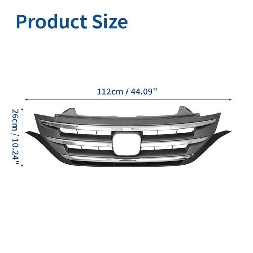 X AUTOHAUX Chrome Silver Tone Black Front Upper Hood Bumper Grille Grill for Honda CR-V 2012-2014 Front Upper Bumper Kidney Grille Grill 1pcs by X AUTOHAUX - Image 3