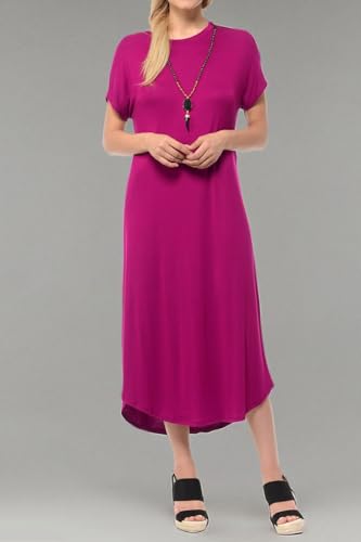 Image of iconic luxe Women's A Line Short Sleeve T Shirt Midi Dress Summer Casual