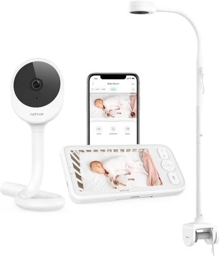 NETVUE Baby Monitor Video e Audio con Supporto 4 in 1, Senza Fili 5000mAh 5' Baby monitor con Visione Notturna, App, Audio Bidirezionale, Rilevamento del Pianto, VOX, senza WiFi