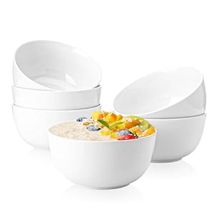 Sweese Cereal Bowl, 20 Oz Soup Bowls Set of 6, Chip Resistant, Dishwasher & Microwave Safe, Porcelain Bowls for Cereal Soup Rice Pasta Salad Oatmeal, White